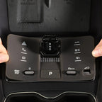Matte black protective center console cover for BYD gear shifter and control panel.