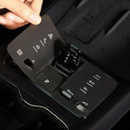 Sleek black matte center console trim for BYD, featuring integrated gear shifter and controls.