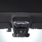 Black fabric overhead console storage pocket for BYD car interior protection.