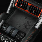 Black TPE center console storage mat for BYD car interior with embossed texture