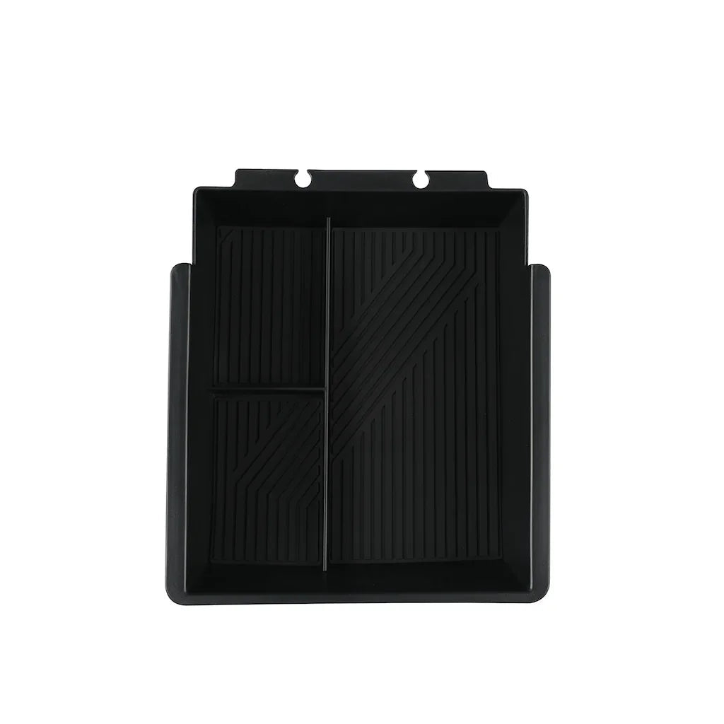 Professional black durable plastic center console organizer tray with textured anti-slip lining