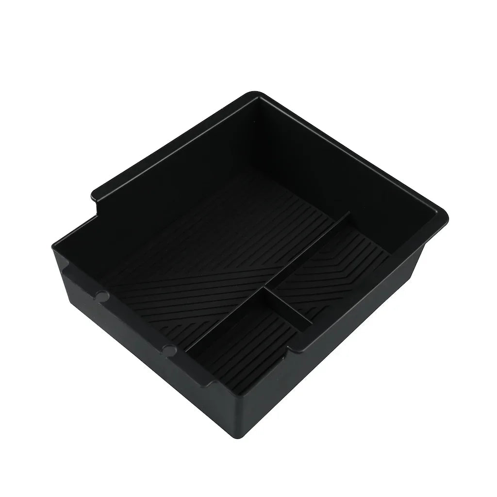 Professional black durable plastic car center console organizer tray with ribbed anti-slip base