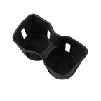 Black dual-compartment matte plastic car organizer tray for efficient interior storage.