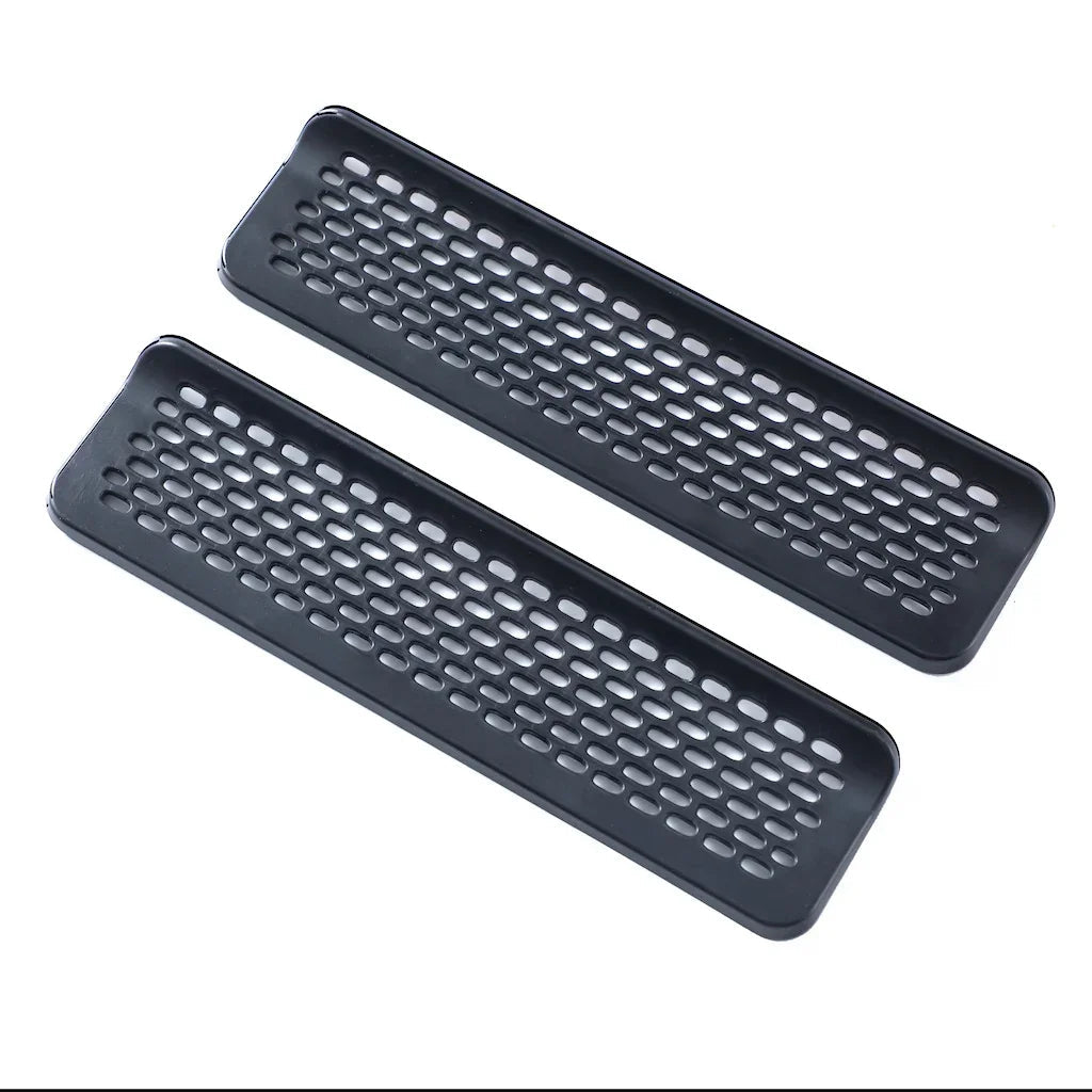 Pair of black matte textured vent covers featuring a durable perforated design.