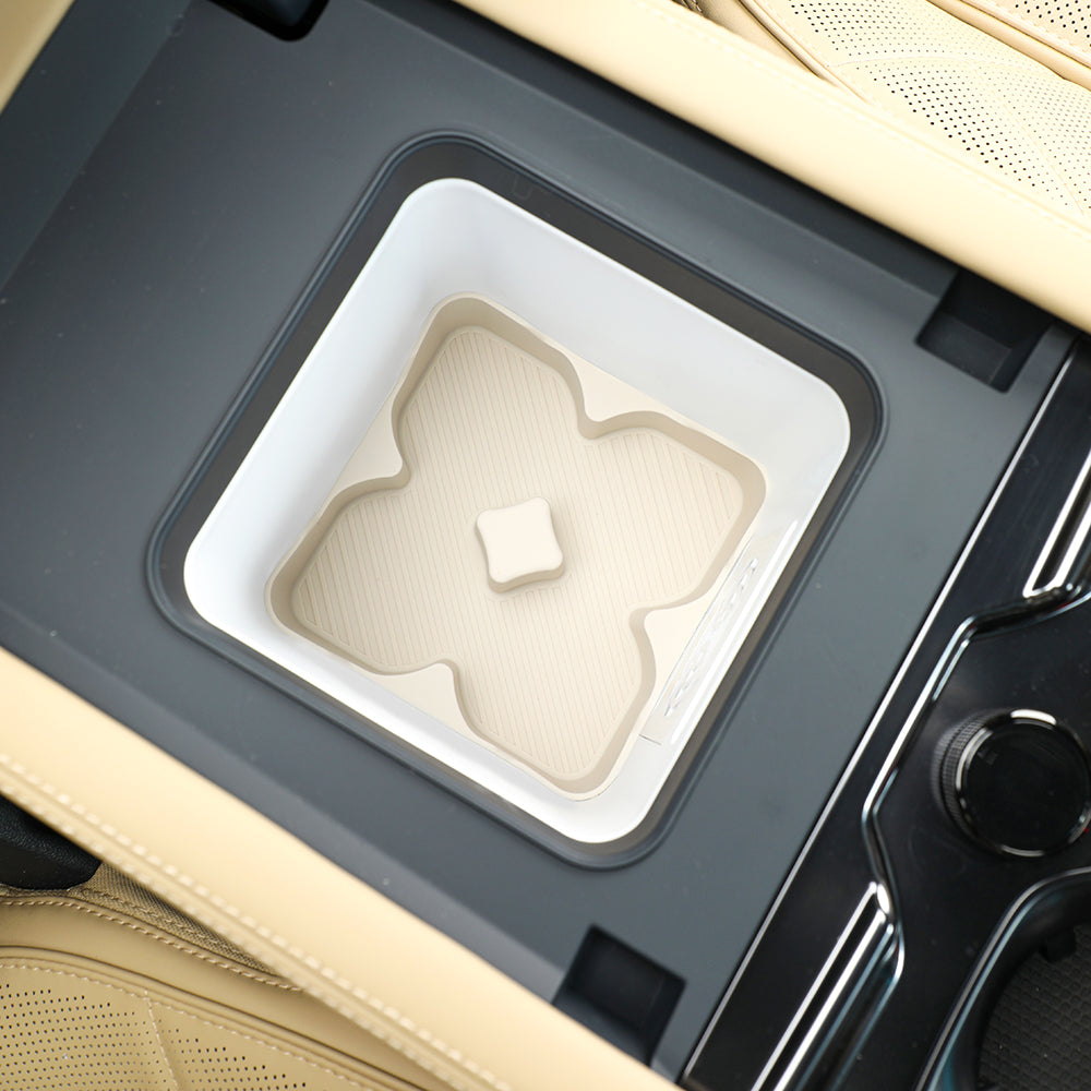 Beige premium TPU center console organizer tray for BYD car interior