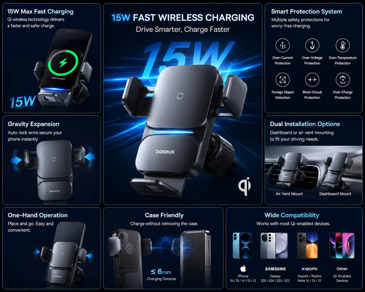 15W wireless car charger