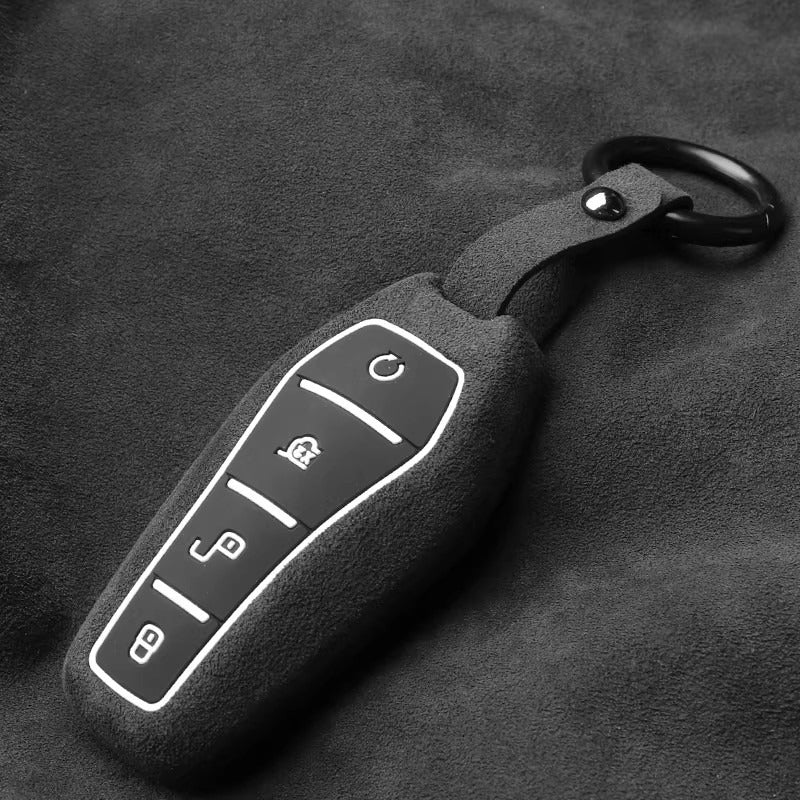 Alcantara Key Fob Cover for BYD Seal Atto 3 Dolphin | Suede Protector AUTOEVEX
