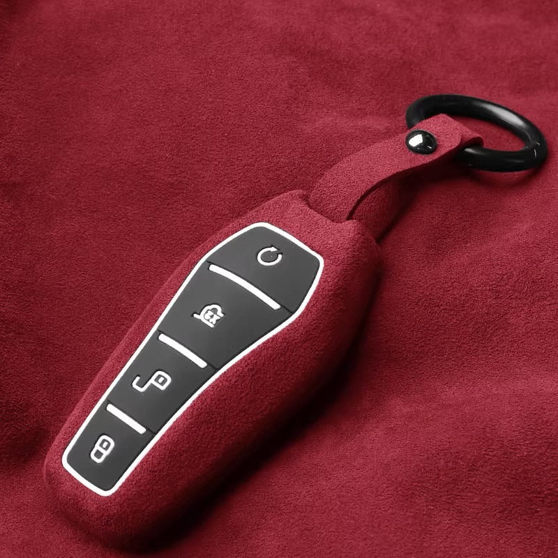 Alcantara Key Fob Cover for BYD Seal Atto 3 Dolphin | Suede Protector AUTOEVEX