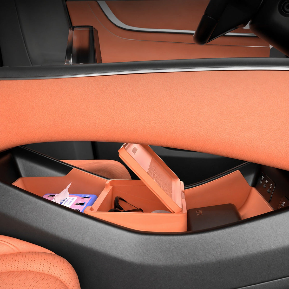 Center Console Storage Box Silicone Organizer Tray for BYD Sealion 7 AUTOEVEX