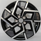 Black and silver dual-tone alloy car wheel rim with a sleek geometric spoke design.