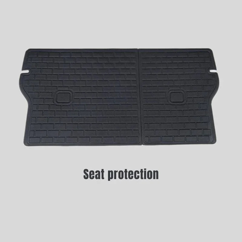 Black heavy-duty waterproof seat protection mats with a durable textured pattern.