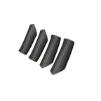 Set of four black faux leather car interior protectors with contrasting orange stitching.