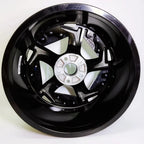 Glossy black five-spoke alloy car wheel rim with a durable metallic finish.
