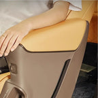 Premium tan and brown leather car seat protector with durable textured material.