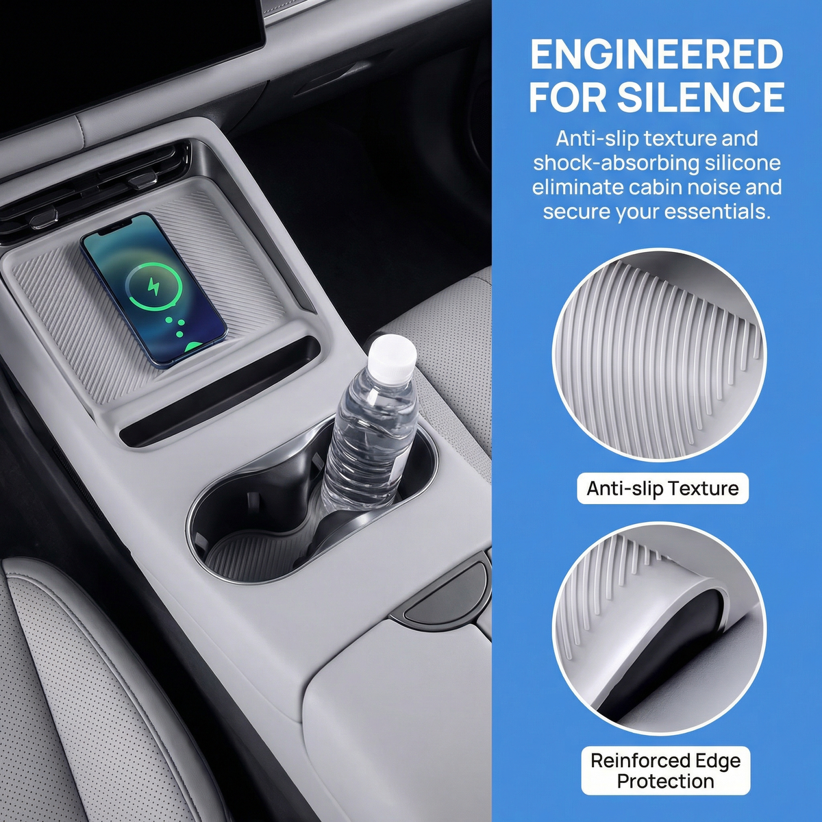 Center Console Silicone Mat for BYD Sealion 6(LHD) | Wireless Charging Friendly AUTOEVEX