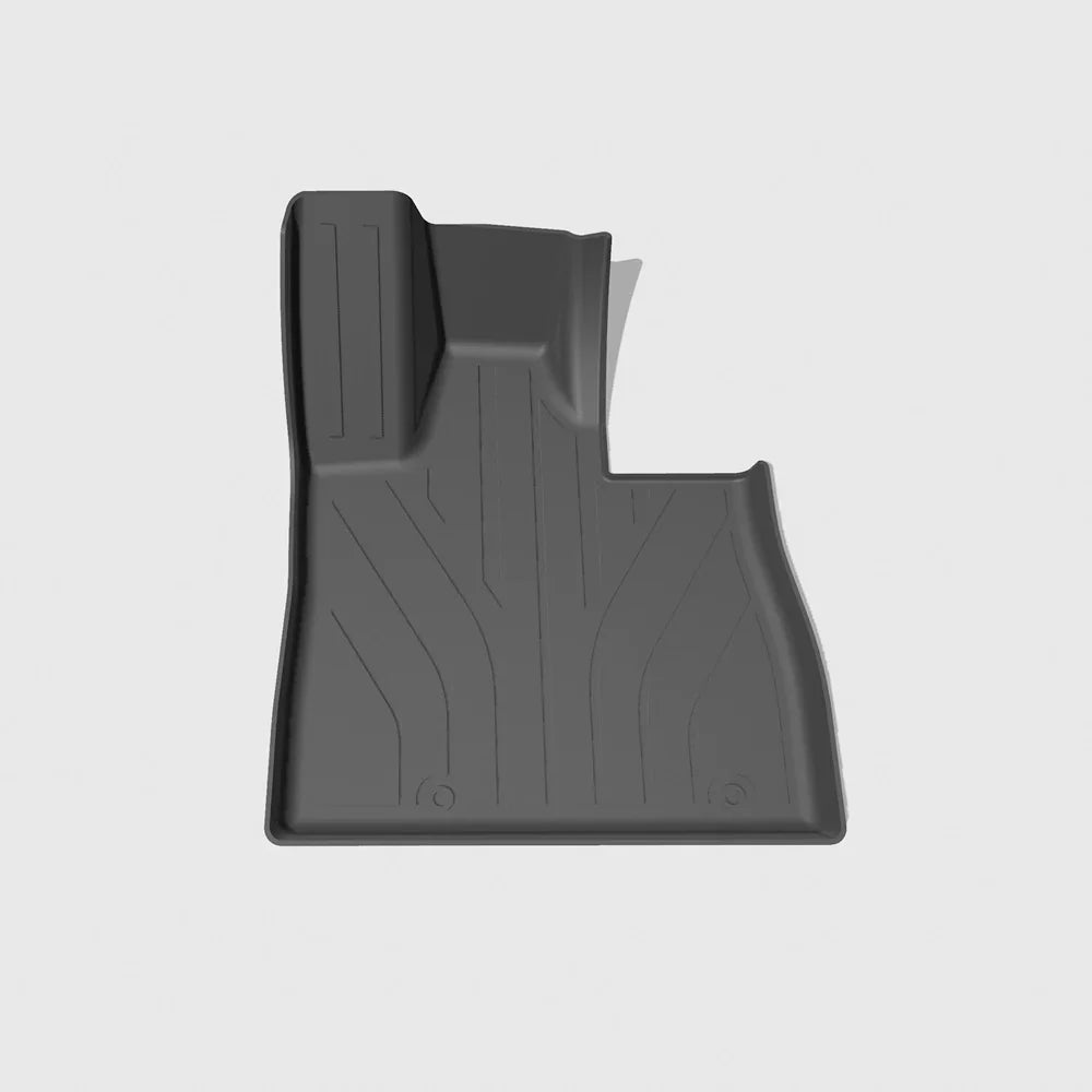 Custom-fit grey TPE waterproof car floor mat with textured anti-slip surface