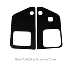 Pair of black durable fabric rear trunk side protector covers for car interior.