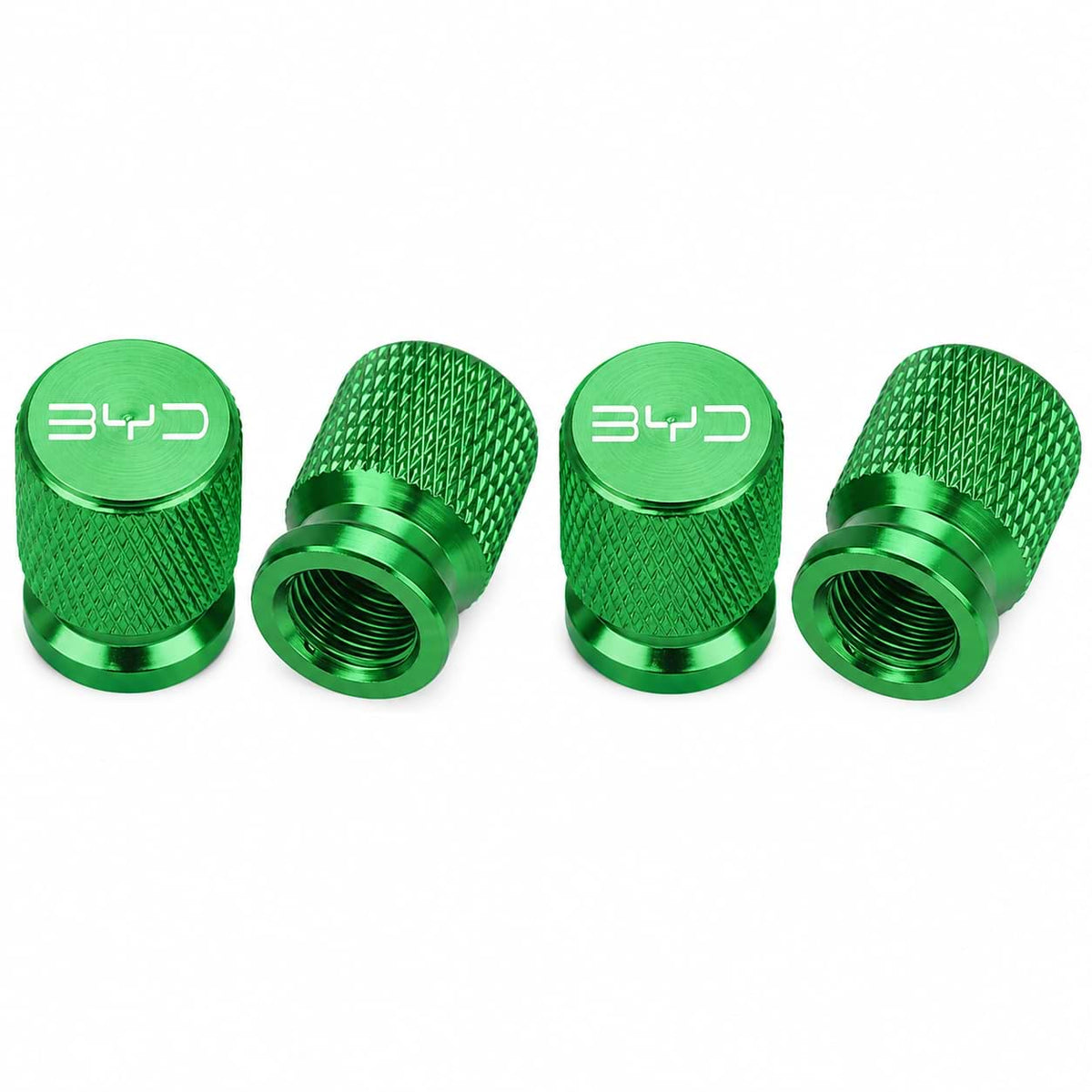 4Pcs green BYD Tire Valve Caps for Shark 6, Atto 3, Han EV, Dolphin and Yuan Plus
