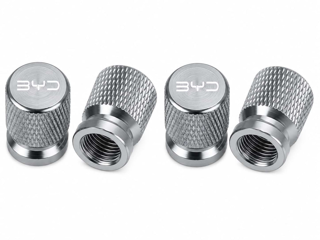 4Pcs silver BYD Tire Valve Caps for Car Wheel Valve Stems