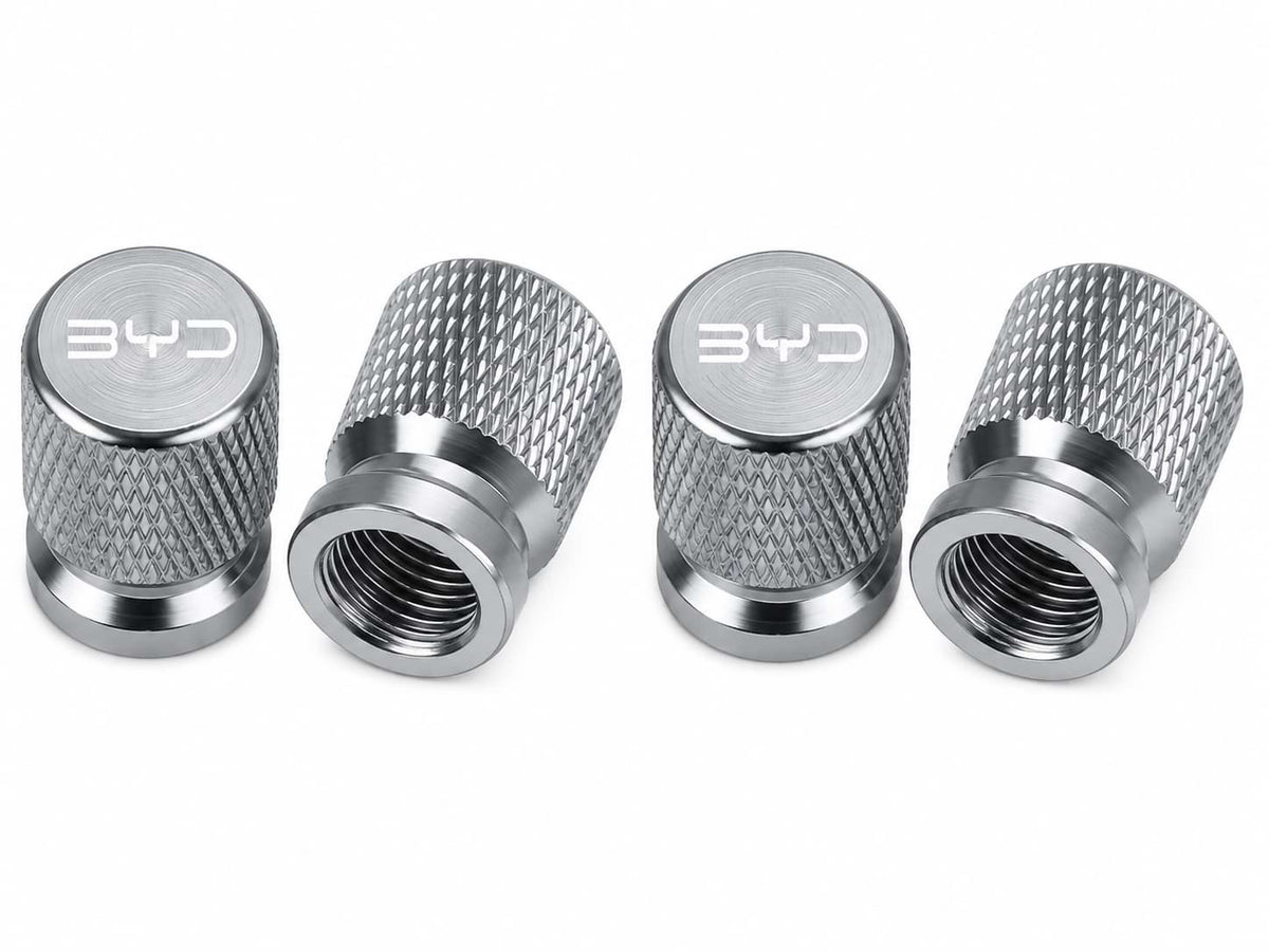 4Pcs silver BYD Tire Valve Caps for Car Wheel Valve Stems
