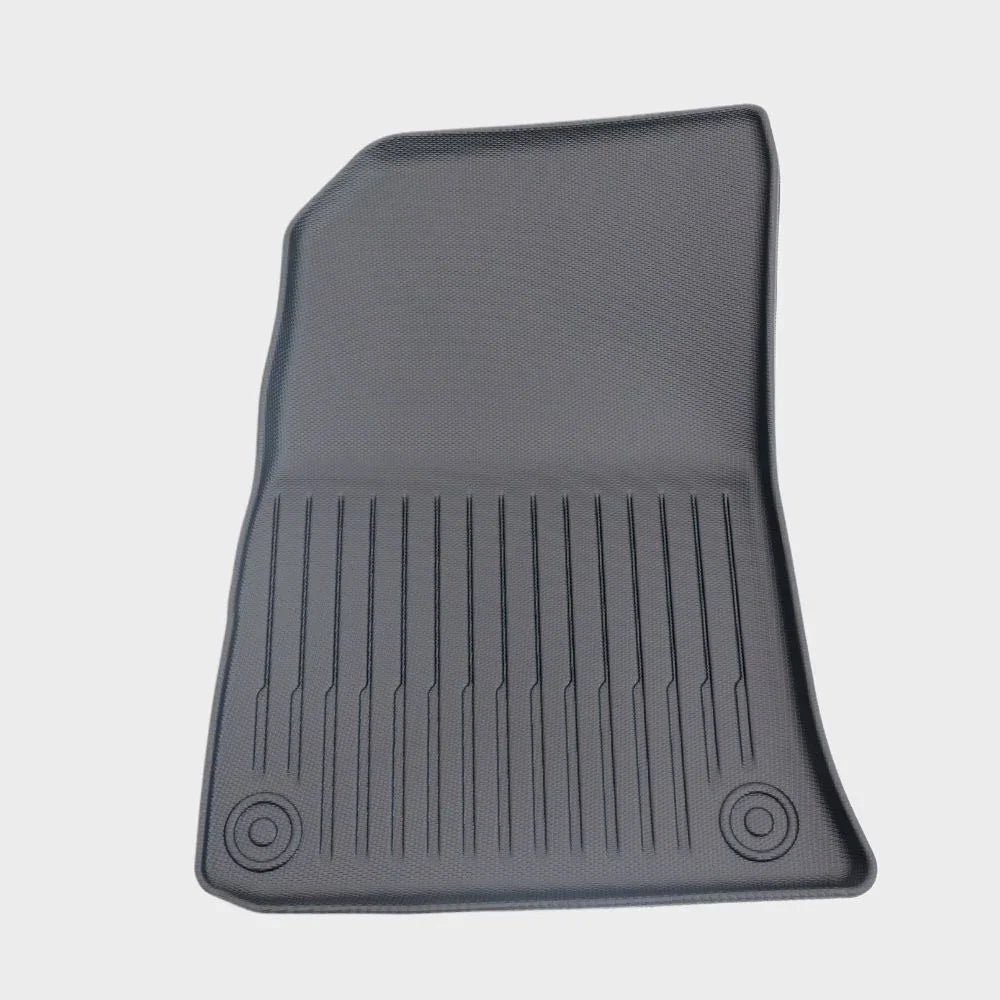 Durable grey TPE rubber floor mat with anti-slip textured surface and raised protective edges.