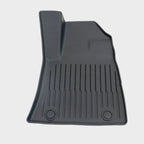 Professional black TPE custom-fit car floor mat with deep grooves for maximum protection.