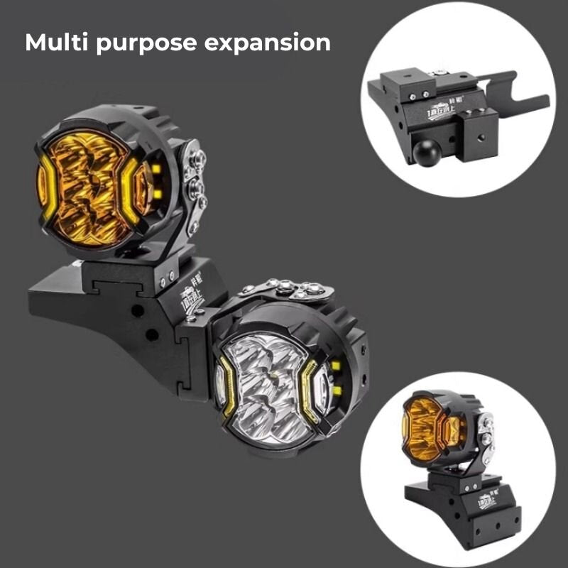 Black multi-purpose expansion LED auxiliary lights with amber and clear lenses.