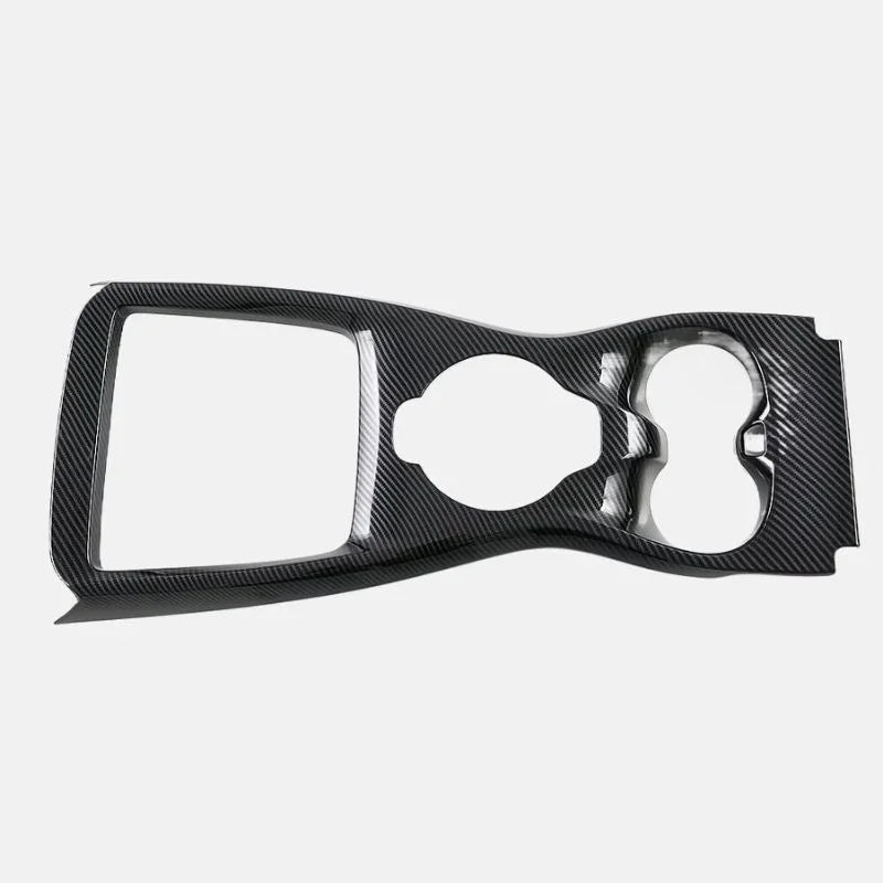 Black carbon fiber interior trim panel for BYD car console decoration.