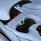 Light blue protective console tray for BYD car center console to prevent spills and wear.