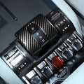 Carbon fiber gear shift cover for BYD car interior in glossy black weave finish