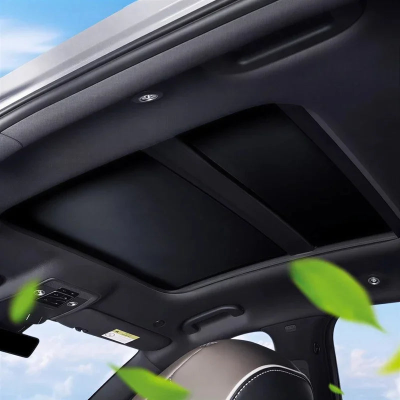 Black premium leather-texture panoramic sunroof cover for BYD interior protection.