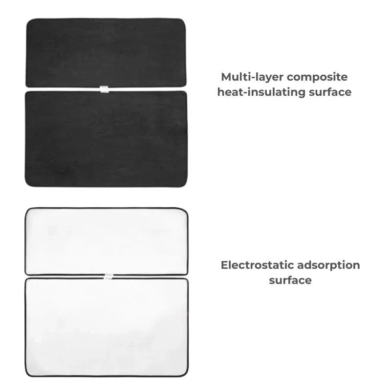 Black multi-layer composite heat-insulating surface and white electrostatic adsorption surface.