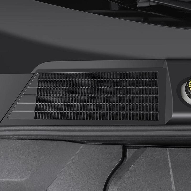 Black textured mesh vent cover for BYD interior, durable matte finish protective trim.