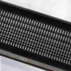 Black matte finish mesh grille with a durable protective metal texture.