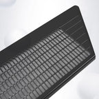 Black high-density mesh cabin air filter made of durable composite material.