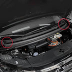 Black durable plastic cowl cover installed on a BYD vehicle engine bay.