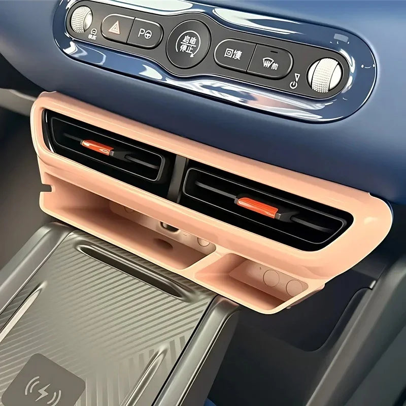 Peach pink ABS plastic center console storage tray for BYD car interior