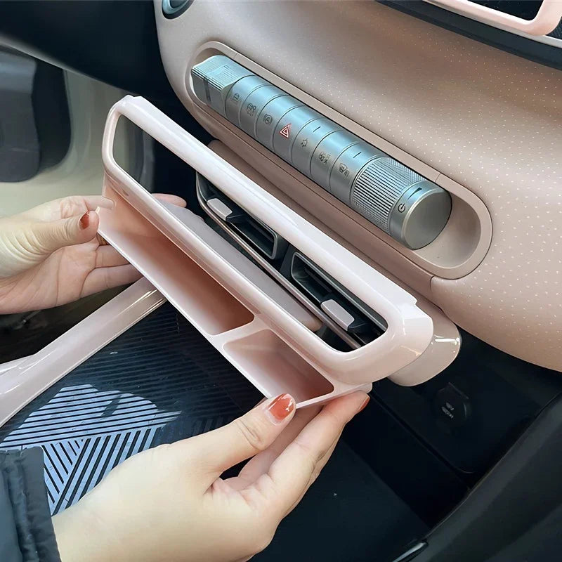 Pink ABS plastic center console storage box for BYD car interior