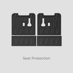 Black heavy-duty rubber seat protection covers with textured anti-slip pattern.