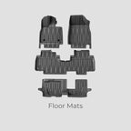 Custom-fit black TPE waterproof floor mats set for complete car interior protection.