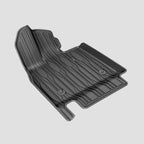 Black textured TPE waterproof car floor mat with anti-slip grooves for vehicle interior protection