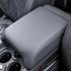 Premium grey leather center console armrest cover for enhanced interior comfort and protection.