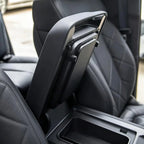 Black premium matte-finish center console armrest organizer for BYD interior protection.