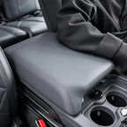Premium matte black leather armrest cover for BYD interior protection.
