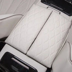 White diamond-stitched leather center console armrest cover for car interior