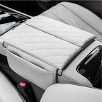 White diamond-stitched leather center console armrest cover for BYD car interior