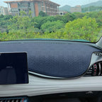 Navy blue textured synthetic leather dashboard cover for car interior protection