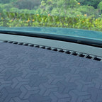 Grey textured faux leather dashboard cover for BYD, featuring a unique geometric pattern.