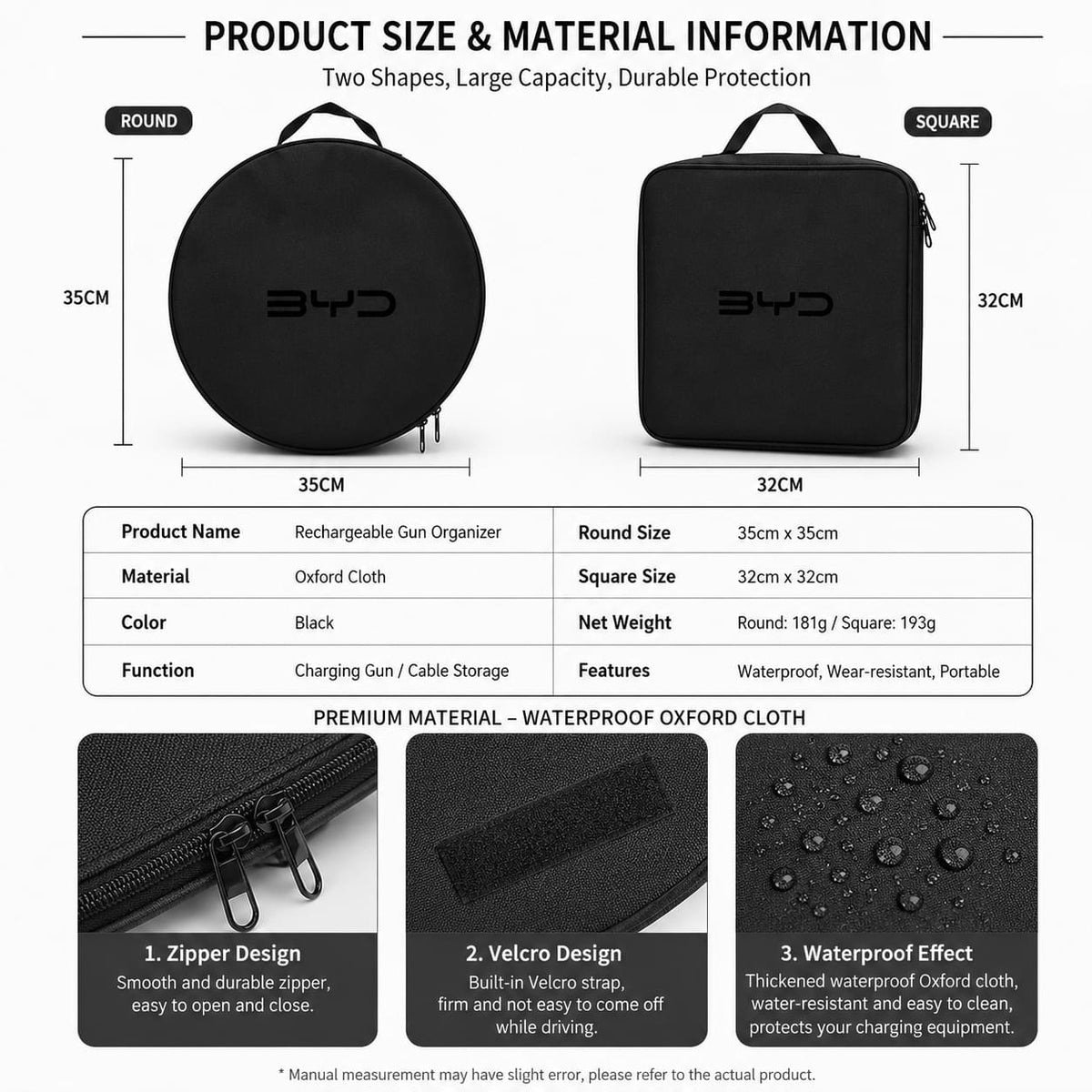 byd EV charging cable storage bag collection
