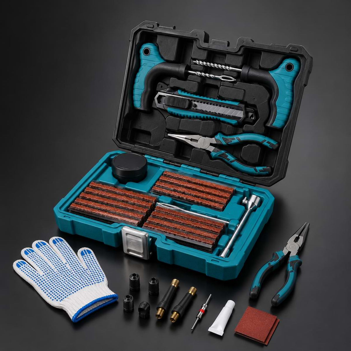 Tire Repair Kit 78PCS Heavy Duty Professional Tire Plug Repair Tool Set for BYD Atto 3, Seal, Dolphin, Shark 6 & More